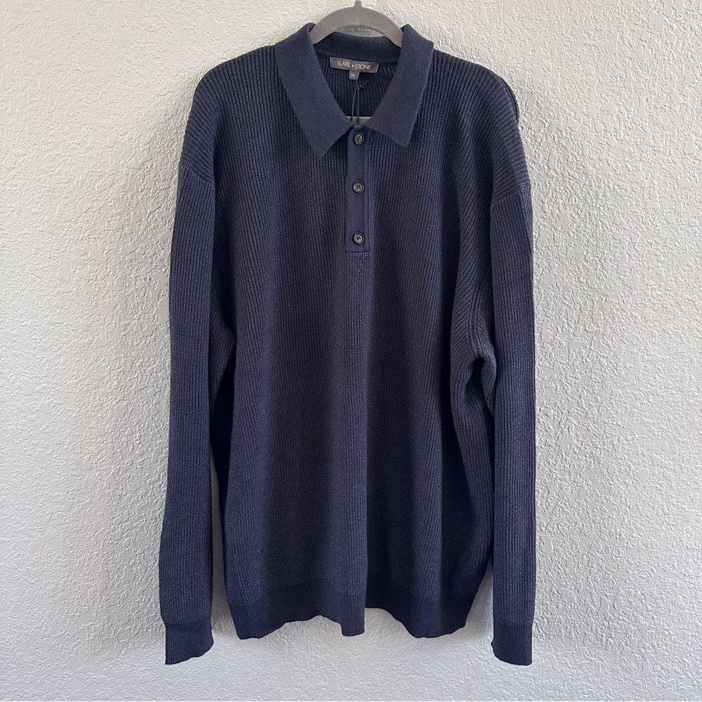 Slate & Stone Ribbed Knit Sweater Men's XXL Indigo Blue New With Tags